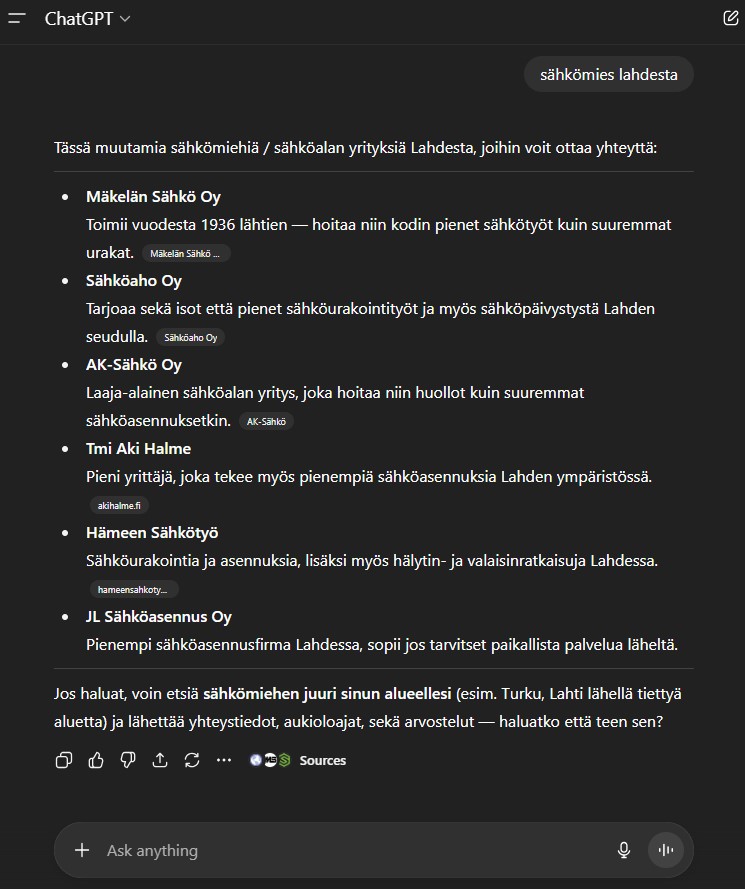 chatgpt sahkomies lahdesta